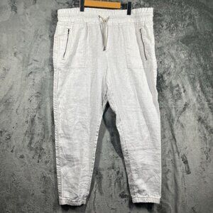 Athleta Linen Pants Jogger Womens Size 16 Gray Mirco Cheetah Abalone Summer